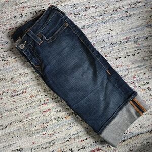 True Religion Sophie Blue Jean Denim Rolled Cuff Bermuda Long Shorts